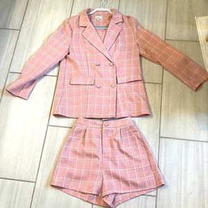 Lena pink and white plaid suit. Size Small, never worn